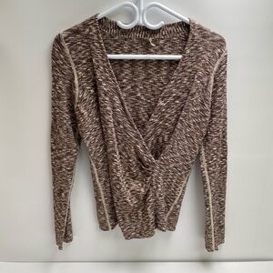 One Girl Who Brown/Gold V-Neck Sweater Women’s Size Medium